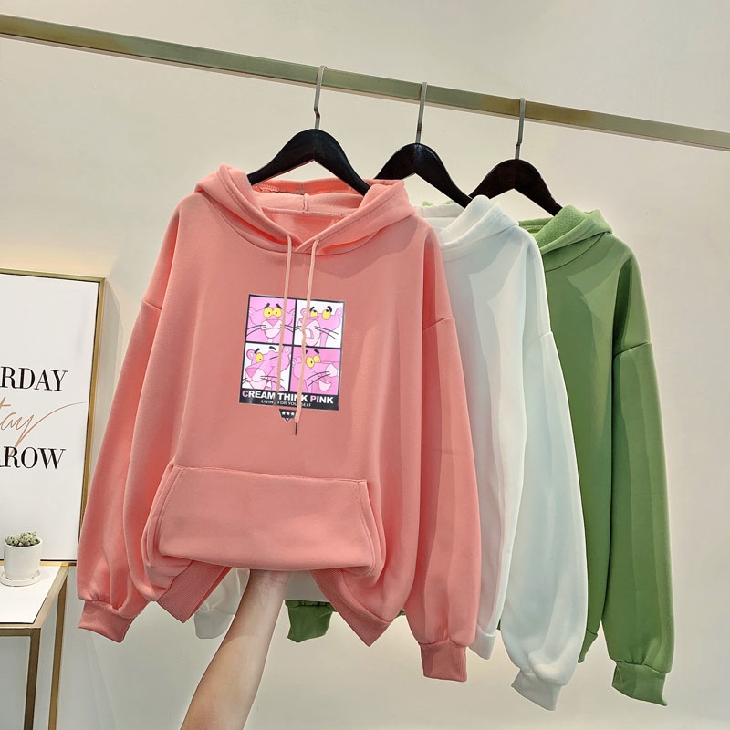 Áo Hoodie tay dài in hình báo hồng ngộ nghĩnh đáng yêu cho cặp đôi