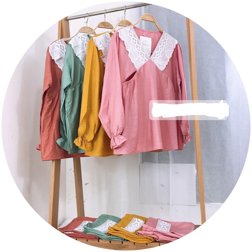 Bộ đồ bầu và sau sinh chất đũi dày dặn có khóa ngực, cổ phối ren sang chảnh BD906