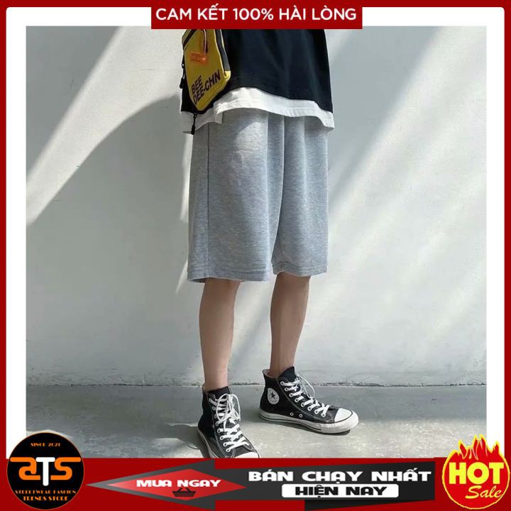 Quần short thun unisex ATS form Unisex rộng lửng nam nữ thể thao bigsize