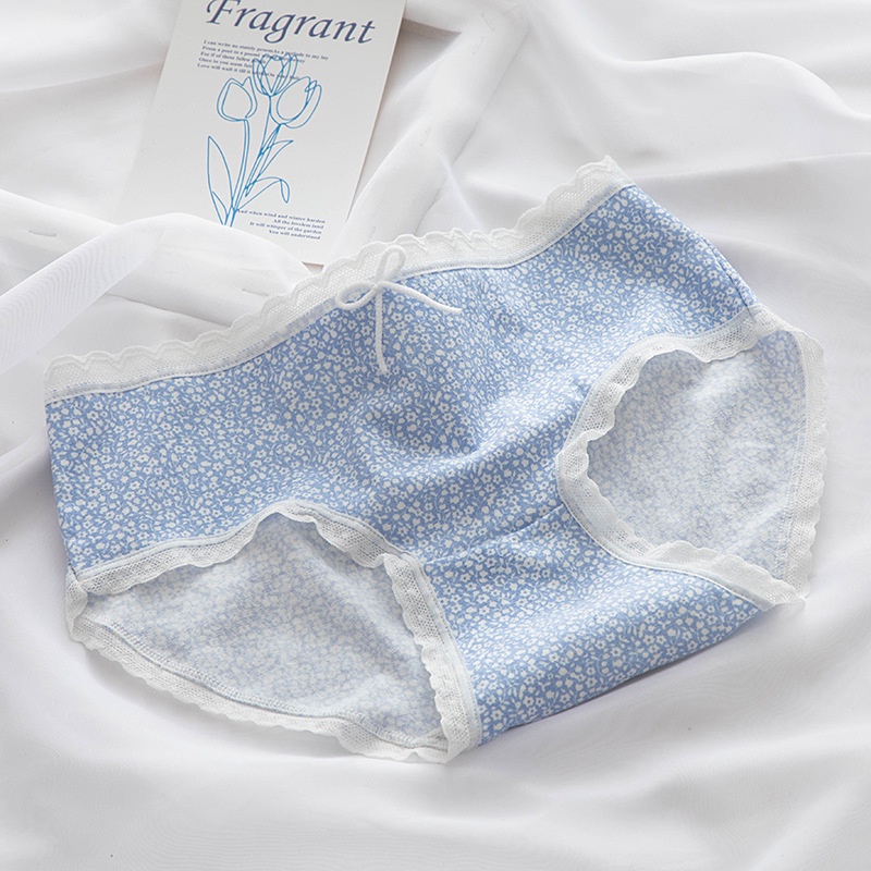 Quần lót nữ cotton tông xanh kháng khuẩn nhiều họa tiết caro kẻ xinh xắn QL335