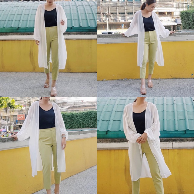 Kimono Tay Chun TRẮNG ĐEN