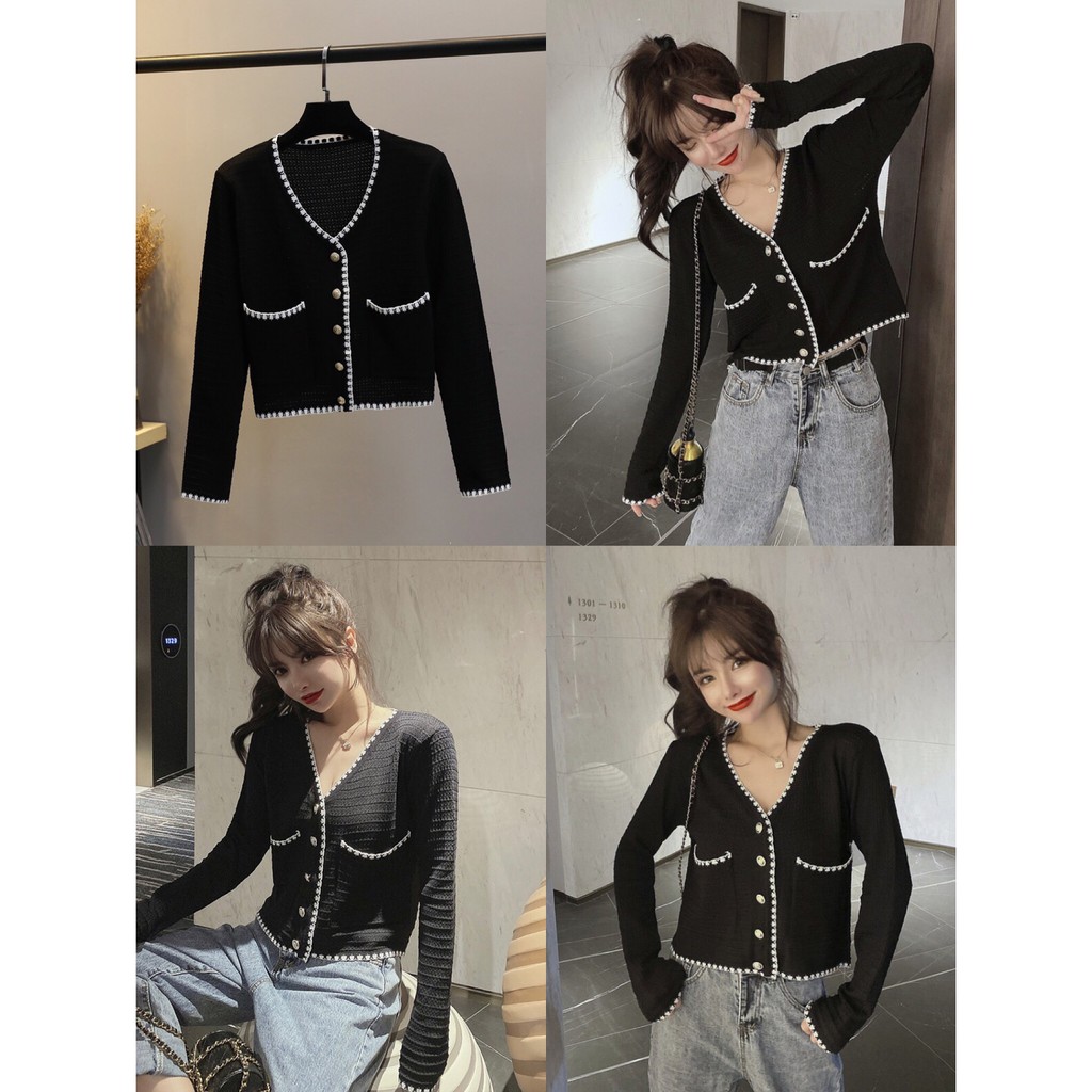 Áo Choàng Len, Áo Cardigan Dệt Kim Cổ Chữ V Lưng Cao Thời Trang Mùa Thu Cho Nữ