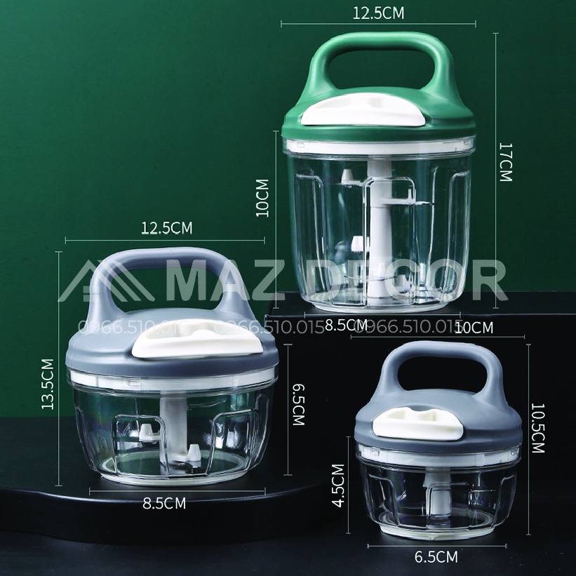 Dụng cụ xay tỏi ớt mini bằng tay Mini Food Chopper kéo dây, máy xay thịt thực phẩm loại đẹp dày dặn giá rẻ