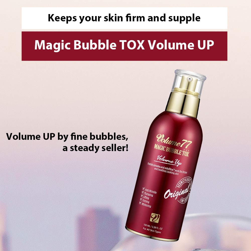 Volume77 Magic Bubble Tox Volume Up / 40ml / Volume77, EGF, Peptide, Essence, Silver Bottle, 3D Face, Nano, Bio cosmetic, Anti-Wrinkle, Wrinkle Care, Anti-Aging, hypoallergenic, Skincare, skincare solution, cosmeceutical, Younger-Looking, Skin volume