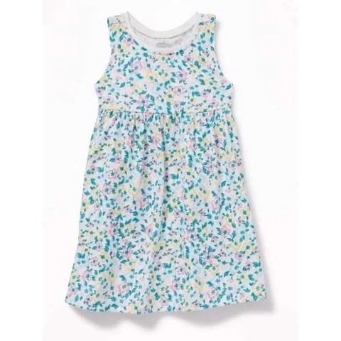 [4-7kg] Đầm Sát Nách Cotton Bé Gái Màu Trắng Hoa Vàng