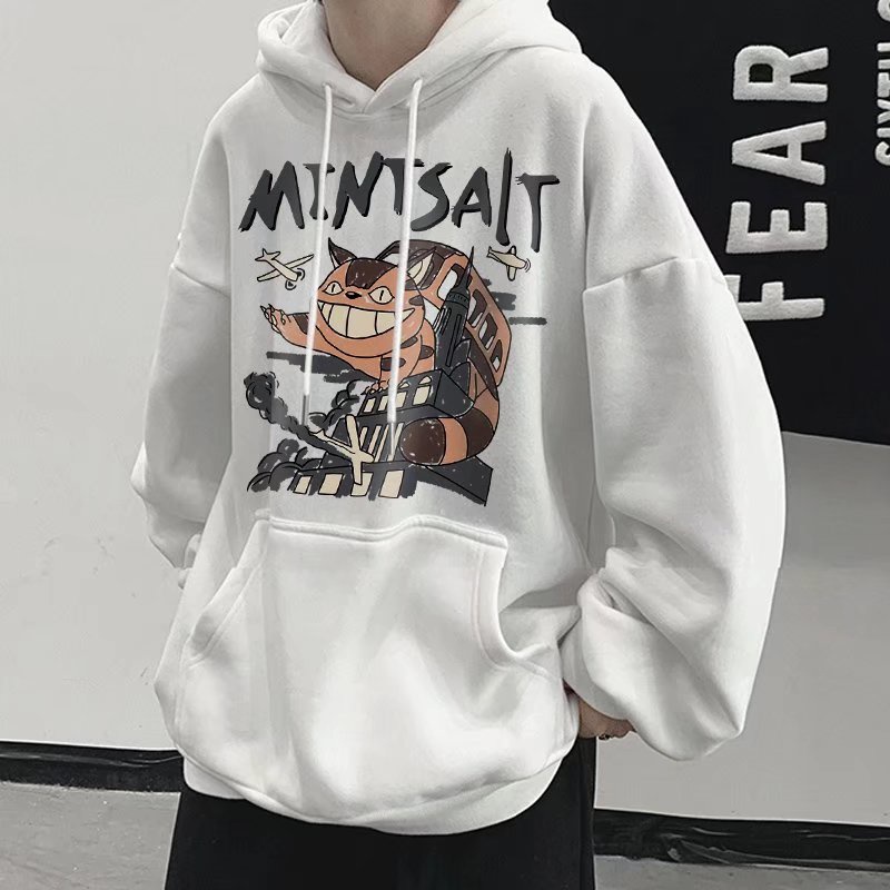 Áo hoodie tay dài dáng rộng in họa tiết hoạt hình phong cách Nhật Bản thời trang cho nam size M-8XL