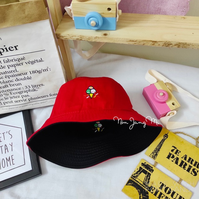 Nón Bucket 2 Mặt Que Kem