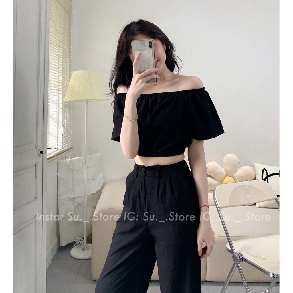 Set áo croptop trễ vai kèm quần culottes S313 SUSTORE