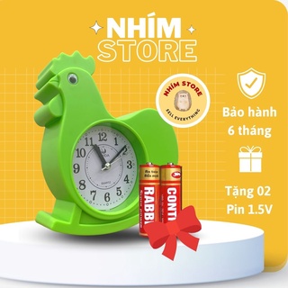 Đồng hồ báo thức để bàn hình chú gà trống xanh đáng yêu - Đồng hồ Báo thức Nhím Store chuông kêu to giá rẻ
