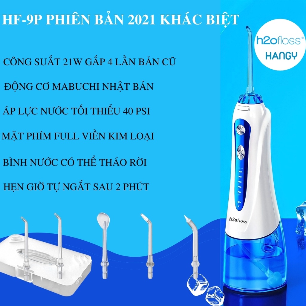 Máy tăm nước h2ofloss HF- 2 nhập khẩu HANGY [Tặng hộp đựng đầu xịt và túi vải đựng máy cao cấp]