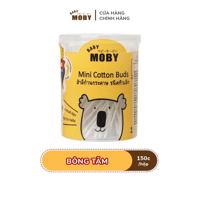 Hộp bông tăm Baby Moby cỡ nhỏ (150 cái/hộp)