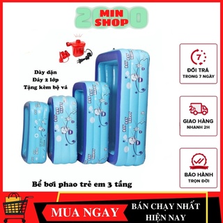 Hồ bơi 2m, Hồ bơi nhà - Bể phao bơi chữ nhật  3 tầng 1.2m, 1.35m, 1.5m, 1.8m, 2.1m cao cấp , Dày dặn, An toàn, Tiện lợi