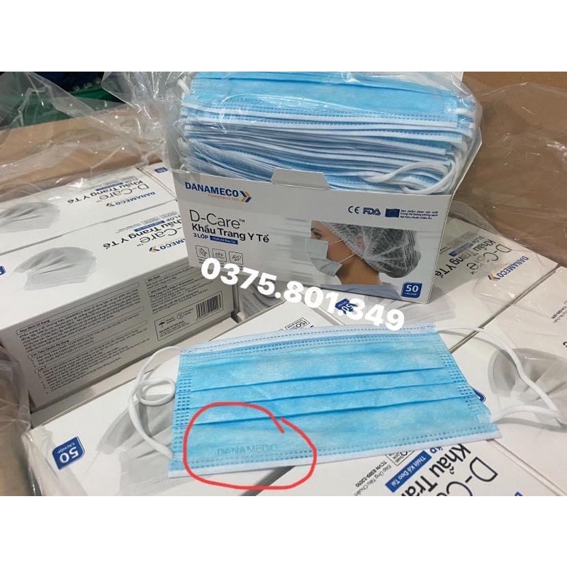 Khẩu trang Danameco đóng hộp 50 chiếc KHÁNG KHUẨN CAO CẤP