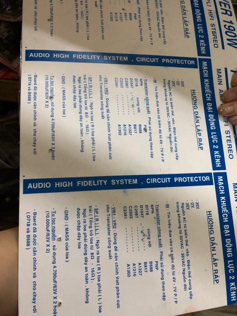 - Mạch Ampli công suất 4 sò 190W.