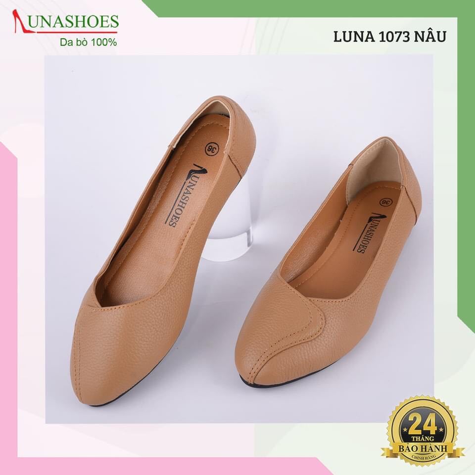 Giày bệt nữ mũi nhọn da bò LUNASHOES 1073 giầy cho mẹ cao cấp dễ đi kiểu Hàn quốc nhiều màu bảo hành 1 đổi 1