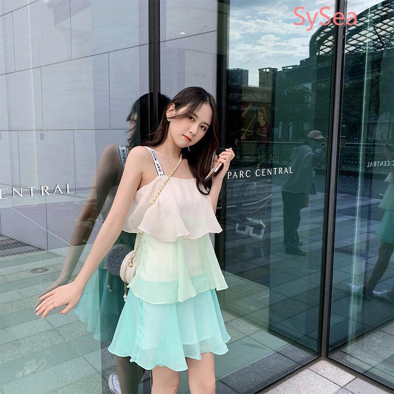 Đầm chiffon sát nách màu dễ thương thời trang mùa hè cho nữ