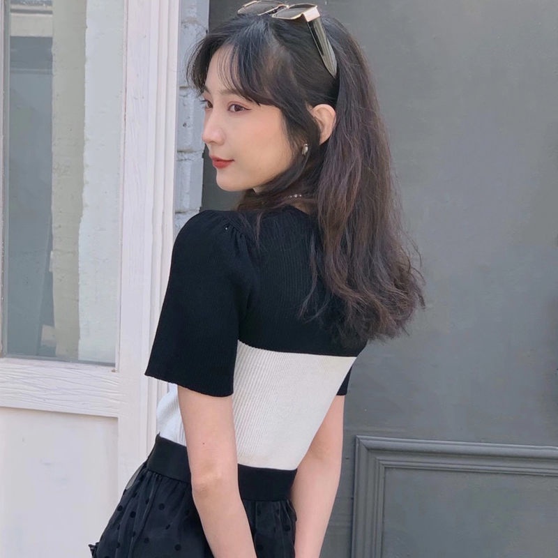 Áo Len Giả Hai Mảnh Tay Ngắn Phong Cách Thanh Lịch Thời Trang Mùa Hè Mới Cho Nữ