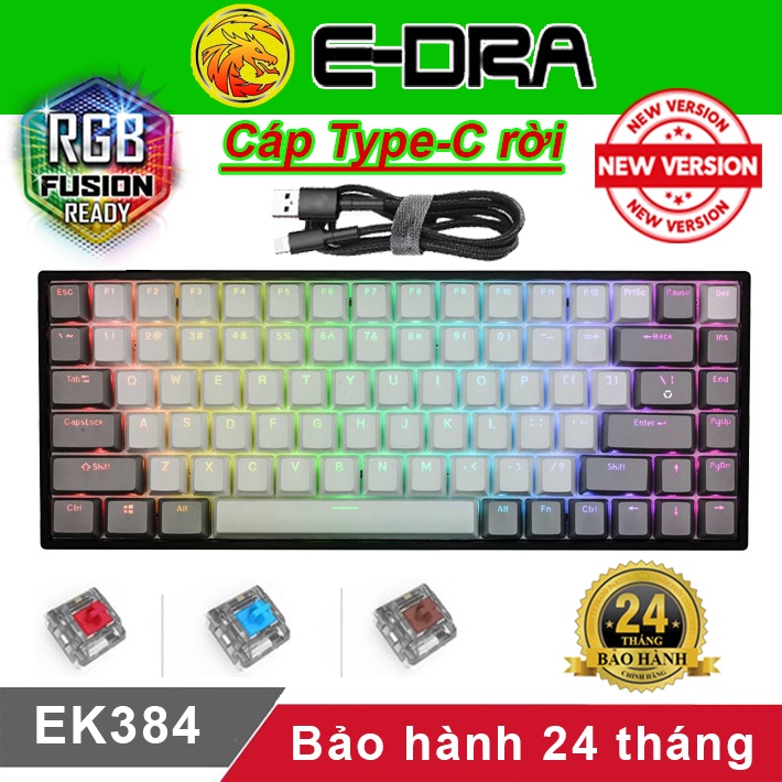 Bàn phím cơ Edra EK384 EK387 RGB Bảo hành 24 tháng Phím cơ E-Dra EK384 thumbnail