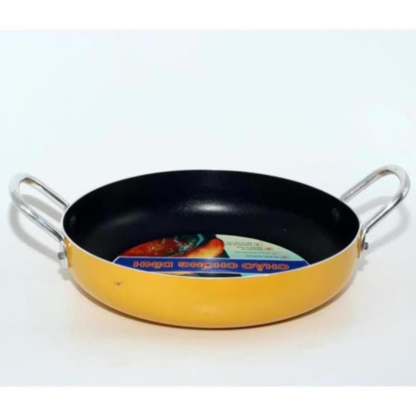 Chảo Xào 2 Quai Chống Dính 22cm Sơn Vàng Rainy – Đồ Dùng Nhà Bếp Nấu Thực Phẩm Đa Năng -FUJIKA