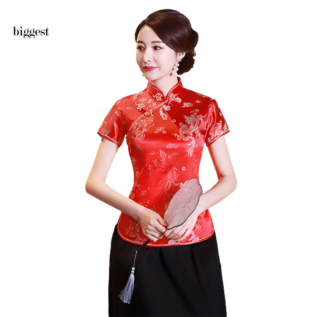 Áo Kiểu Sườn Xám Cổ Đứng Phong Cách Trung Hoa Cho Nữ