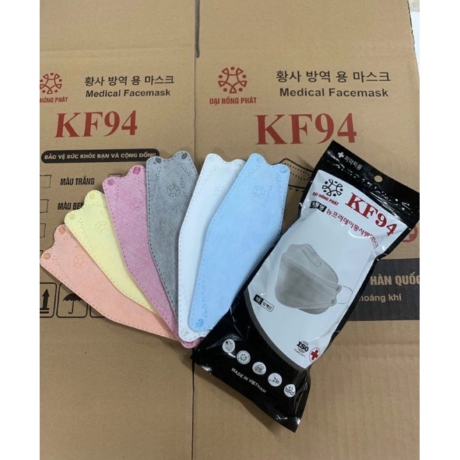 Thùng 300 chiếc khẩu trang KF94 Đại Hồng Phát 4 lớp kháng khuẩn 4Dmask công nghệ Hàn Quốc