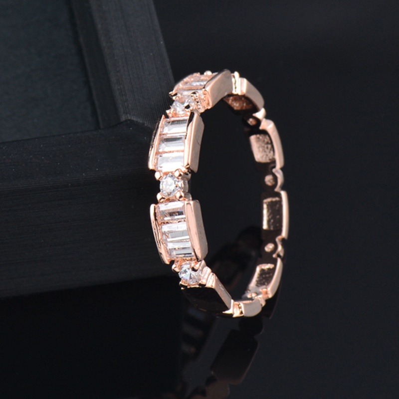 Nhẫn Đính Đá Zircon Màu Vàng Hồng/Bạc Phong Cách Hàn Quốc Thời Trang Cho Nữ JZ050