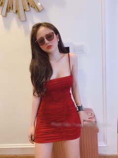 Đầm body trơn nhúng 2 dây