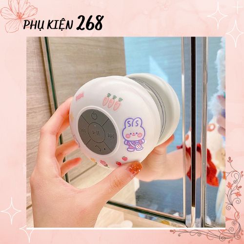 Loa Bluetooth Không Dây Chống Nước Tặng Kèm Sticker Dễ Thương Bass Cực Êm Gắn Nhà Tắm
