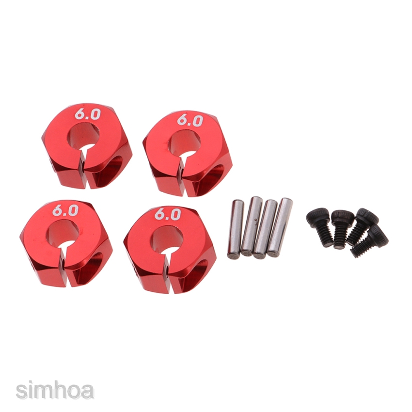4pcs Wheel Hex Mount 12mm Hex Hub Red for 1:10 Scale RC Car Upgrade Parts