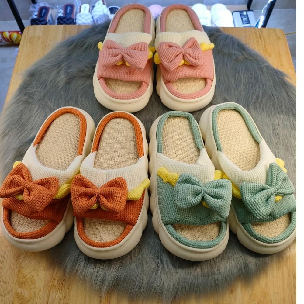Dép Bông Đi Trong Nhà Hình Nơ Hottrend Siêu CUTE Ngộ Nghĩnh DE6