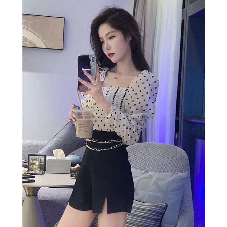 Bán Chạy!F &amp; X Áo Sơ Mi Dáng Ôm Họa Tiết Chấm Bi Phong Cách Cung Điện Thời Trang Dành Cho Nữ 2022