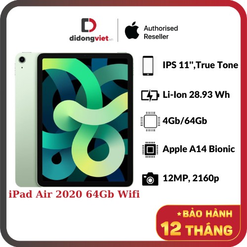 Máy tính bản iPad Air 4 (2020) 64GB Wifi Chính hãng | BigBuy360 - bigbuy360.vn