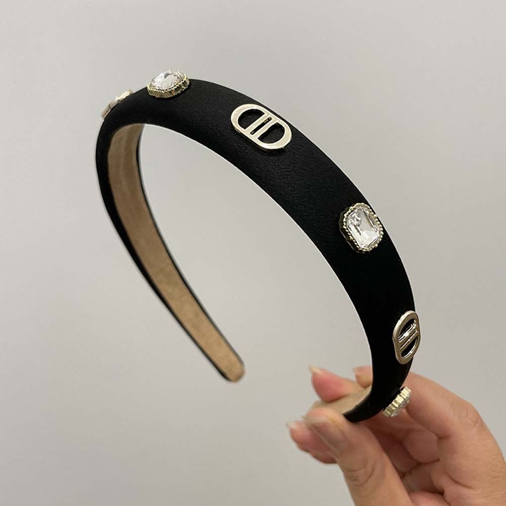 Cài tóc rửa mặt bằng da PU họa tiết chữ D phong cách Hàn Quốc cổ điển thời trang cho nữ