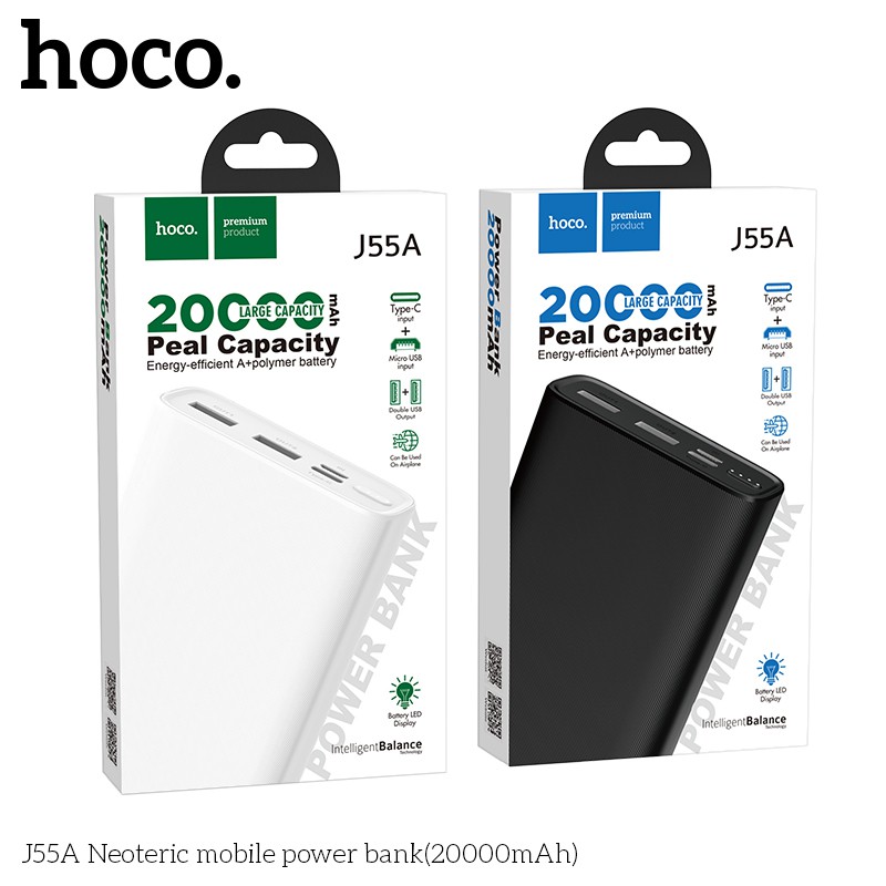 Sạc Dự Phòng HOCO J55 2 Cổng USB Hiển Thị LED Tiện Dụng Dung Lượng 10000mAh