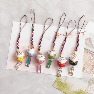 Móc khóa điện thoại hình mèo may mắn handmade theo phong cách Nhật Bản