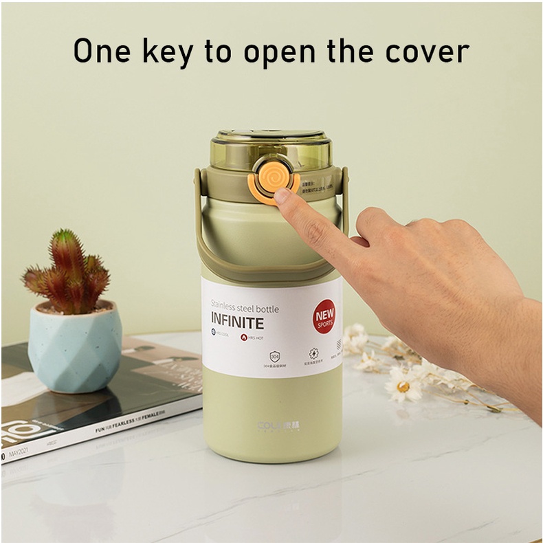 Bình Đựng Nước Cách Nhiệt Hai Lớp Dung Tích Lớn Có Ống Hút Cho Nam Và Nữ