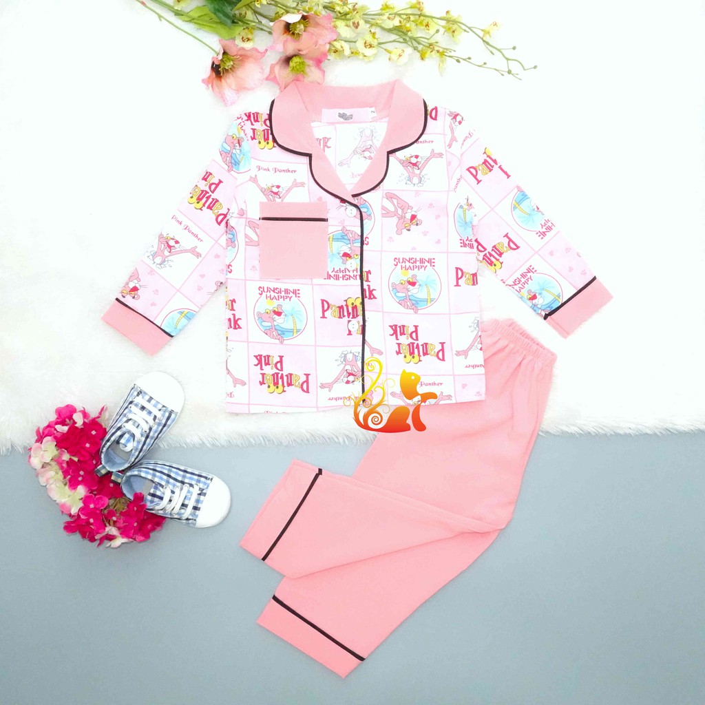 Đồ Bộ Mặc Nhà &quot;Chú báo tròn&quot; Pijama Kate Thái Phối Kate Lụa Quần Dài - Cho Bé 8-42kg.