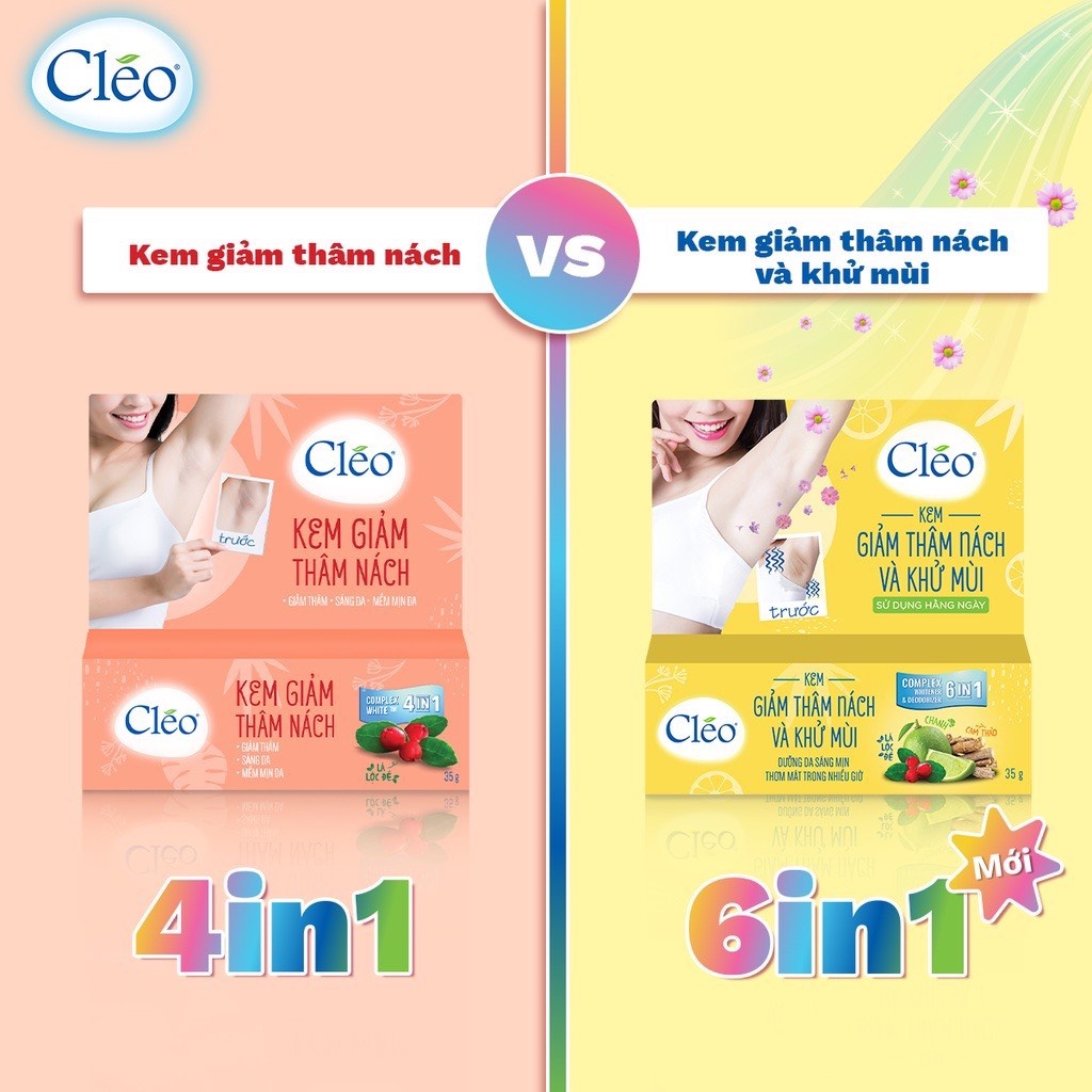 Kem Giảm Thâm Nách Và Khử Mùi Cleo Giúp Sáng Da, Mềm Mịn, Thơm Mát 35g hàng chính hãng