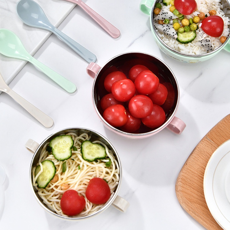 Bộ Bát Ăn 300ml Bằng Thép Không Gỉ Có Nắp Đậy Dành Cho Trẻ Em