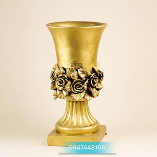 Bình hoa composite chân vuông hoa hồng cao 46cm 💯BAO BỂ VỠ💯