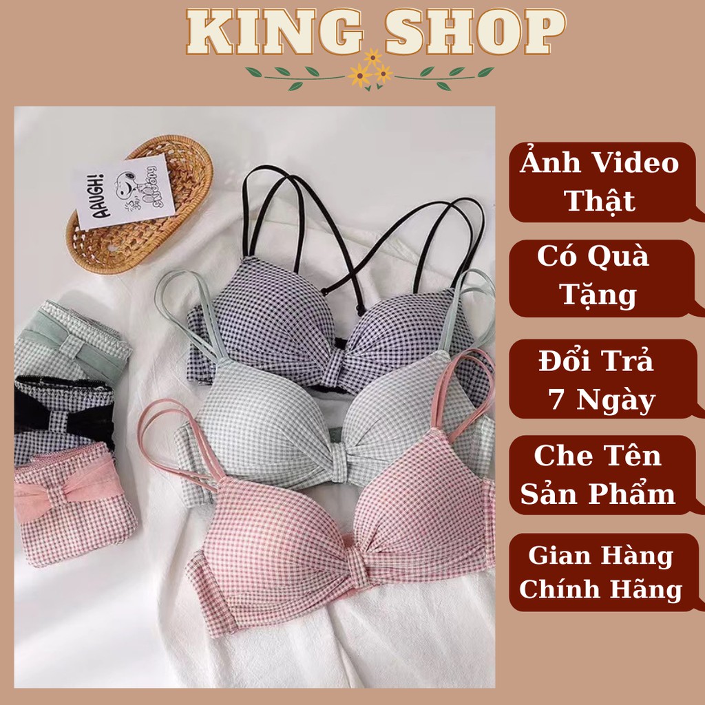 Áo Ngực Không Gọng ⭐ FREESHIP ⭐ Áo Lót Nữ Caro Đệm Mỏng- Đồ Lót Nâng Ngực Siêu Xinh A113