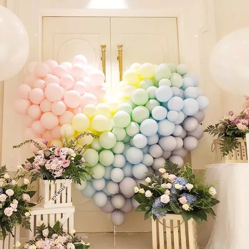 Set 30/100 bong bóng cao su màu sắc macaron xinh xắn 10 inch dùng để trang trí tiệc