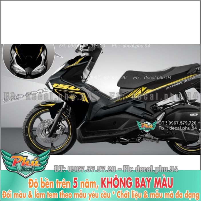 Tem rời Airblade 2020 chỉ vàng xe đen (B) -1