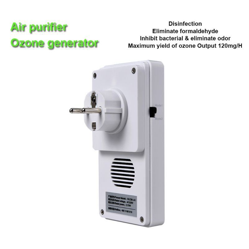 Máy Lọc Không Khí Khử Mùi Ozone O3 Phích Cắm Eu Dành Cho Phòng Ngủ/ Nhà Vệ Sinh/ Đi Du Lịch