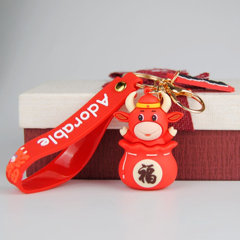 Móc Khóa Hình Bò Sữa Hoạt Hình Đáng Yêu Pu