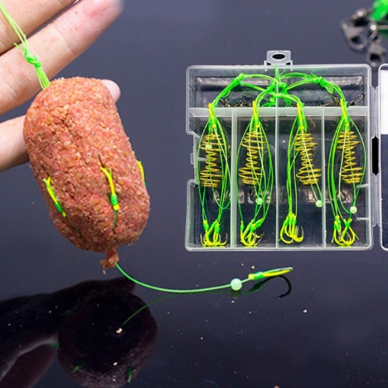 Hộp 4 lưỡi câu cá lưỡi lăng xê (lance) xanh chất