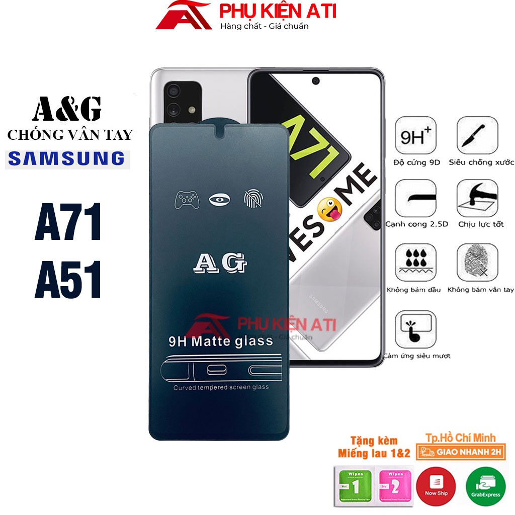 Kính cường lực Chống vân tay Samsung A71/ A51 -Cảm ứng mượt mà-Chống lóa