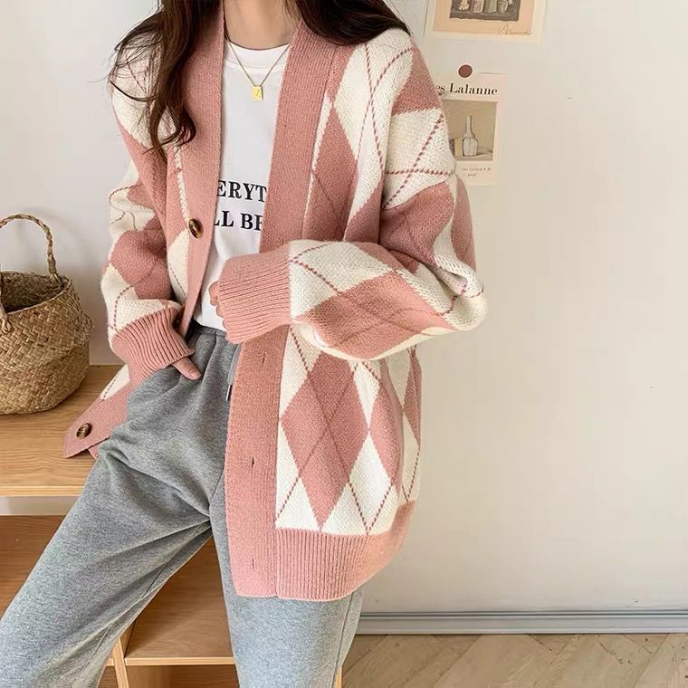 Áo khoác cardigan/ Áo không tay vải dệt kim dáng rộng họa tiết sọc phong cách Anh Quốc cho nữ 2021 (có bán lẻ) | BigBuy360 - bigbuy360.vn