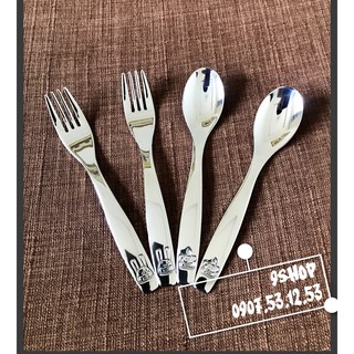Combo 2 muỗng 2 nĩa cho Trẻ em - inox sus304 cao cấp - nhãn hàng Fontignac Pháp danh tiếng