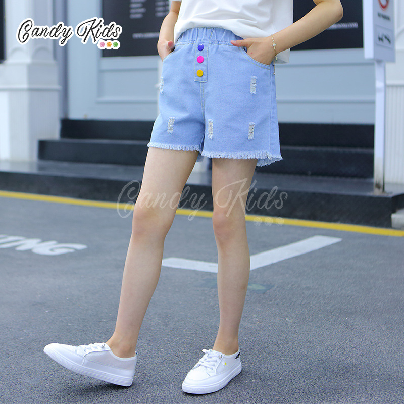 Quần Short Denim Thêu Họa Tiết Hoạt Hình Thời Trang Cho Bé Gái (3-9 Tuổi)